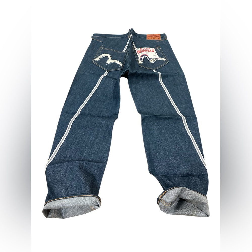 Vtg Evisu light wash denim with cream paint logo‎ size 36/38/40/42/44 available